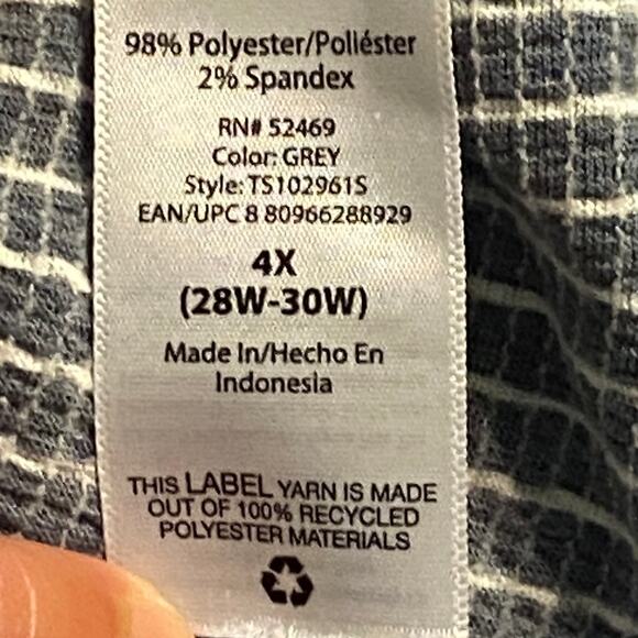 Blouse 4X 28W-30W Plus Size Coverup Striped Vacation Casual Boxy Crop Top - Picture 3 of 6